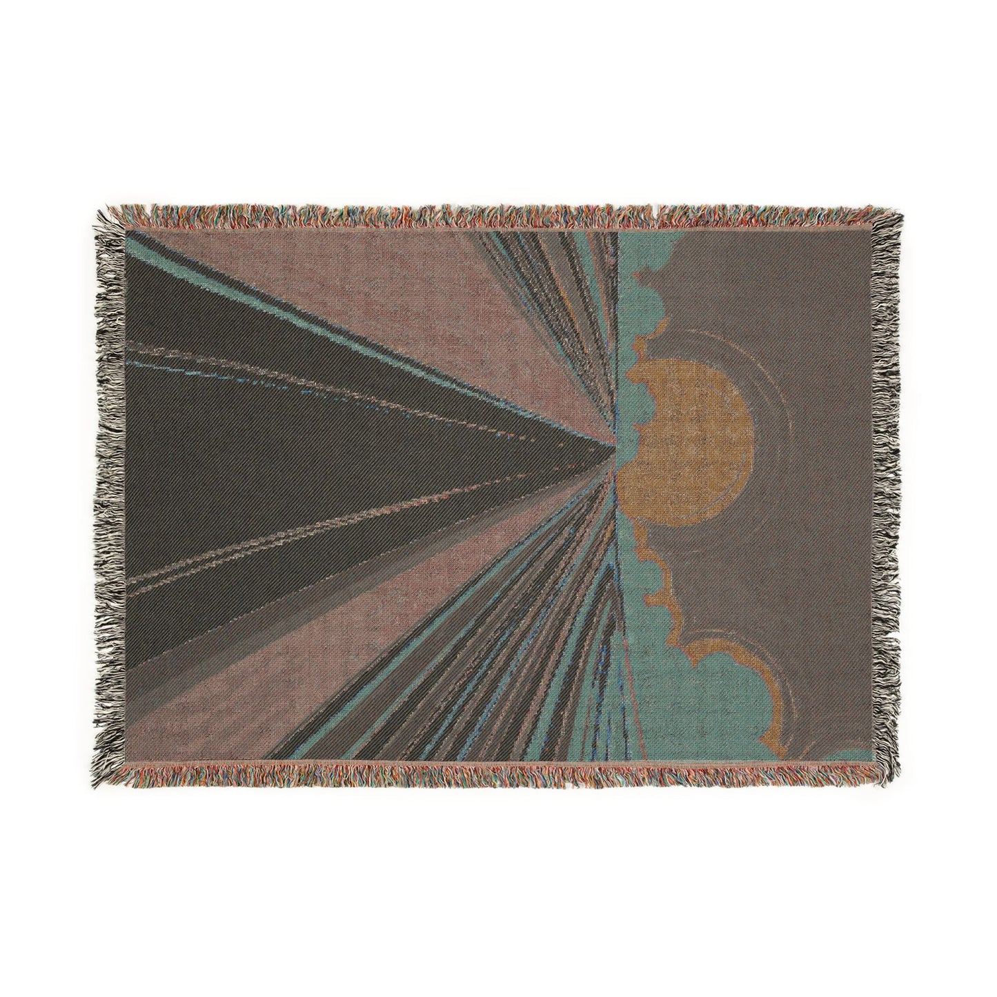 Woven Blanket - Retro Sunrise Abstract Throw Blanket