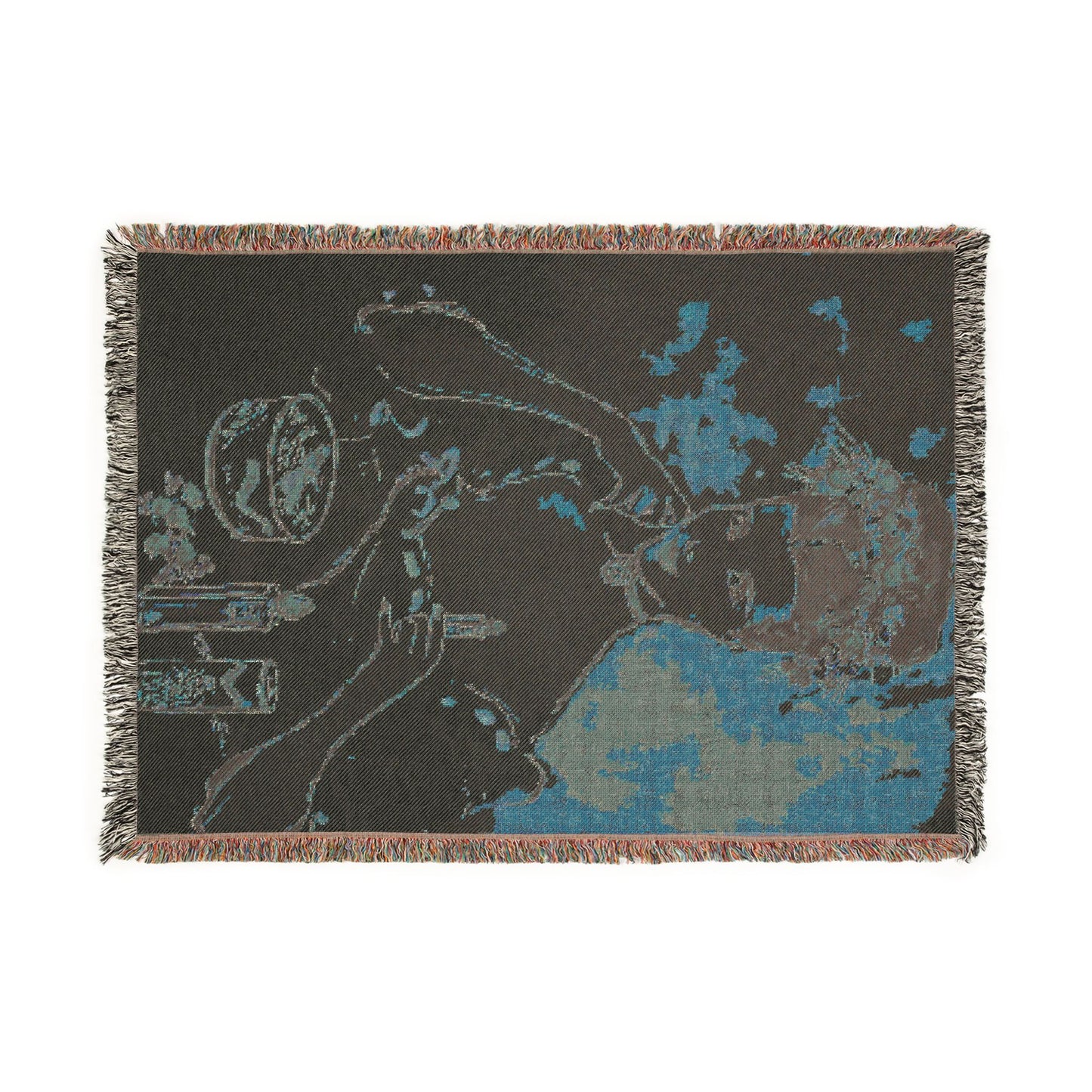 Vintage Glam Woven Blanket — Art Deco Woman Throw for Bedroom & Living Room
