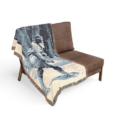 Vintage Ice Skater Woven Blanket — Retro Figure Skating Throw