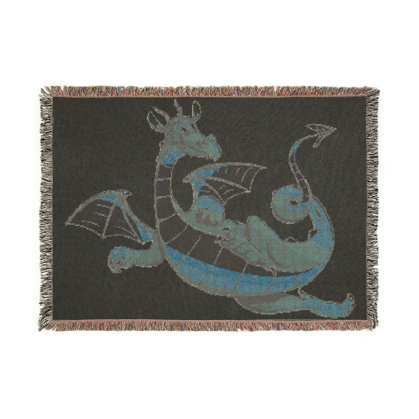 Dragon Woven Blanket — Cute Cartoon Dragon Throw for Kids & Fantasy Fans