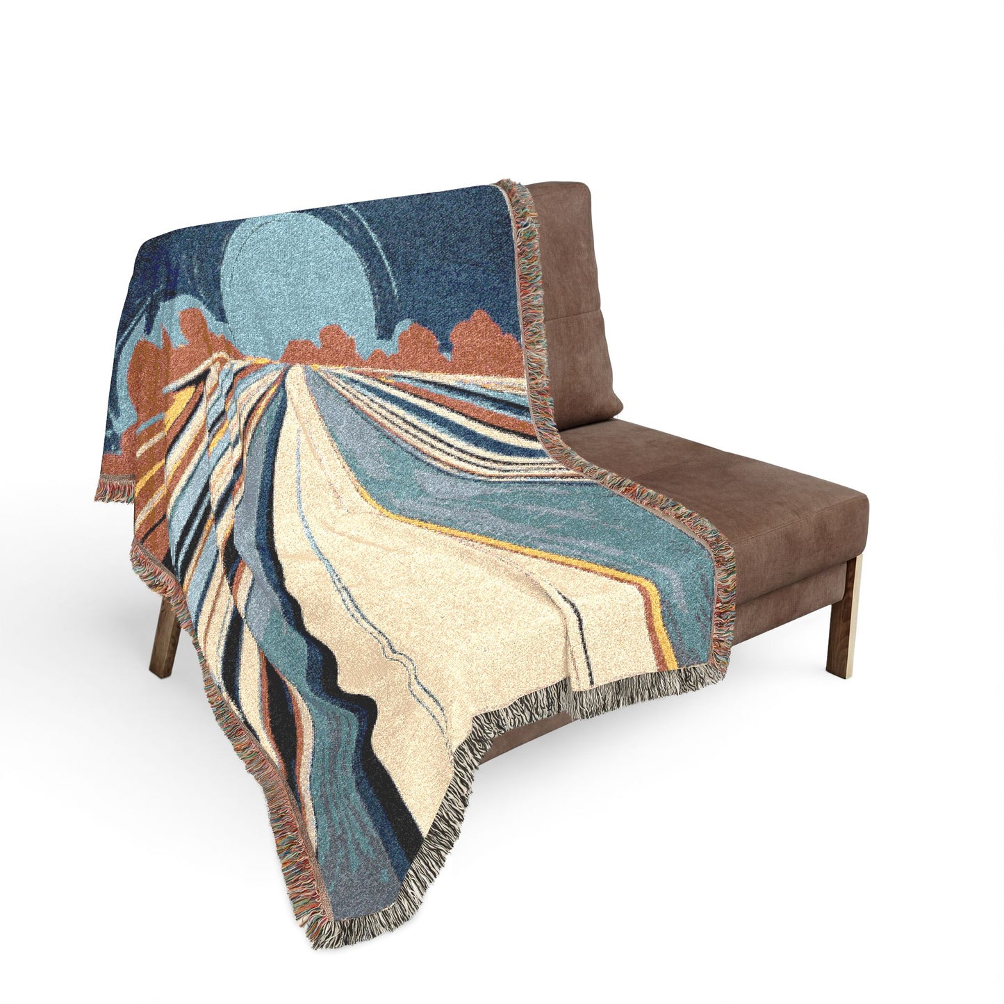 Woven Blanket - Retro Sunrise Abstract Throw Blanket