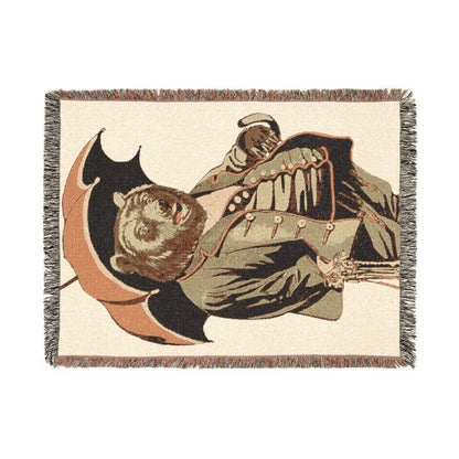 Vintage Bat Moon Woven Blanket