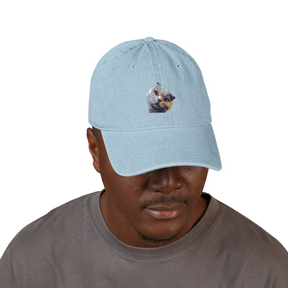 Embroidered Cat Face Denim Hat – Cute Sparkle Kitten Cap