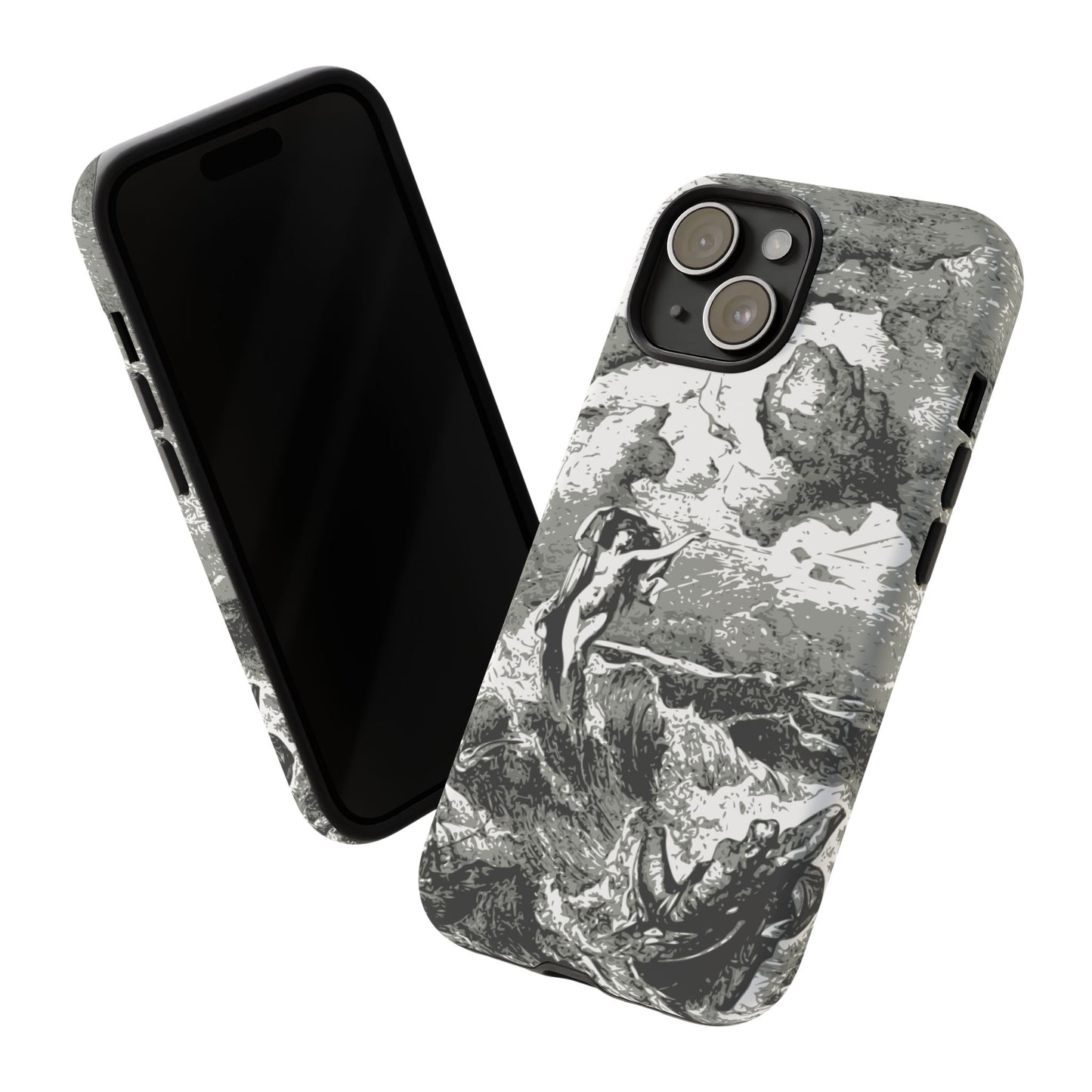 Vintage Ocean Art Phone Case — Mythic Sea Illustration Tough Case