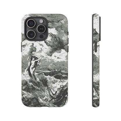 Vintage Ocean Art Phone Case — Mythic Sea Illustration Tough Case