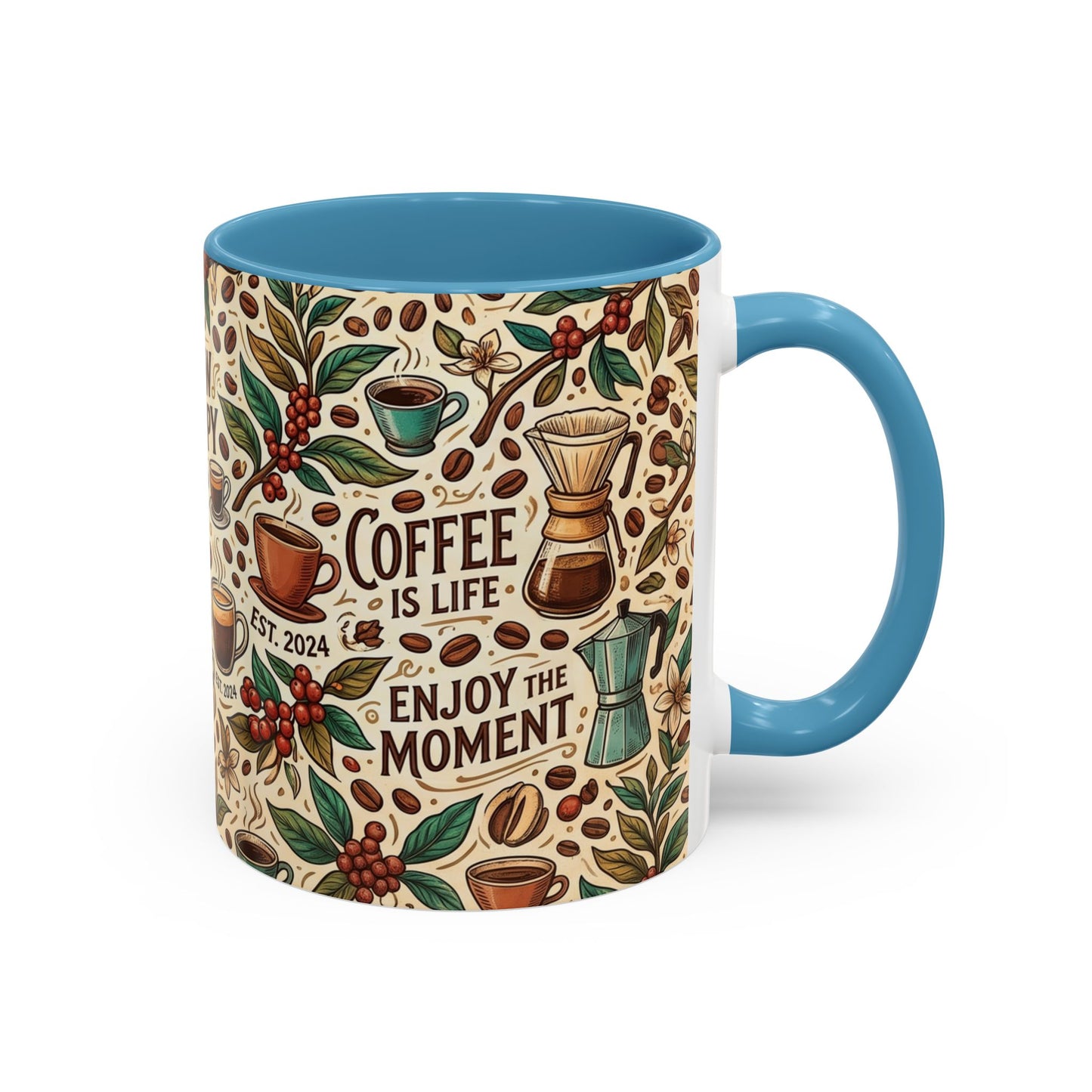 Coffee Mug — "Brew Happy" Ceramic Accent Mug (11/15 oz)