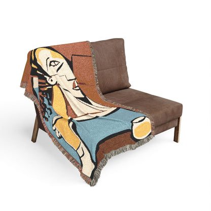 Cubist Art Woven Blanket — Modern Picasso-Style Decorative Throw
