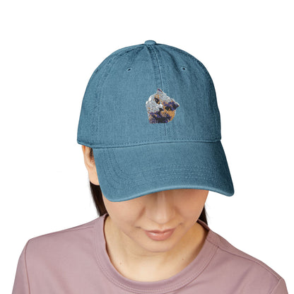 Embroidered Cat Face Denim Hat – Cute Sparkle Kitten Cap