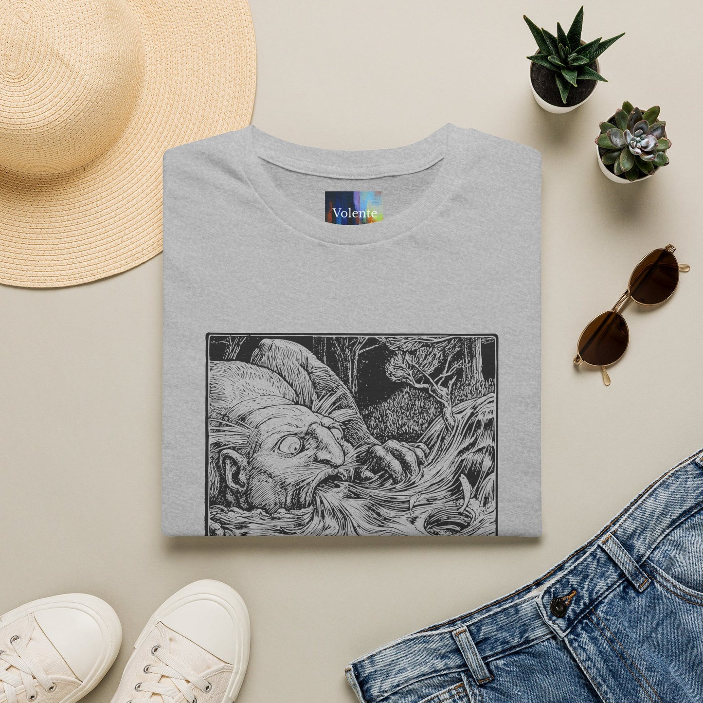Sketched Sea Serpent T-Shirt — Mythical Monochrome Nautical Graphic Tee