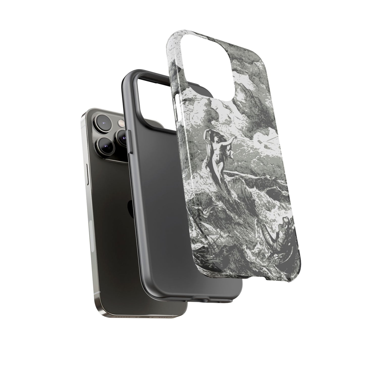 Vintage Ocean Art Phone Case — Mythic Sea Illustration Tough Case