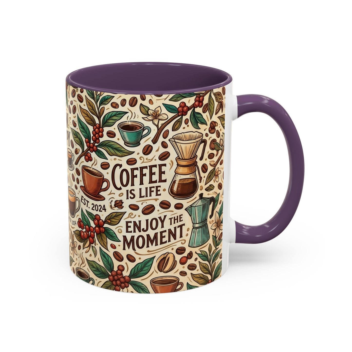 Coffee Mug — "Brew Happy" Ceramic Accent Mug (11/15 oz)