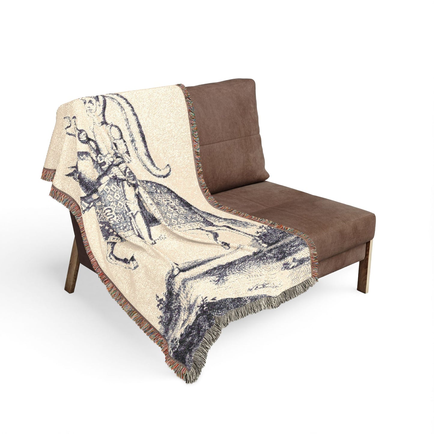 Knight Patterned Woven Blanket – Bohemian Style Cover for Living Room and Children's Room