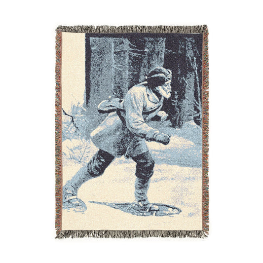 Vintage Ice Skater Woven Blanket — Retro Figure Skating Throw