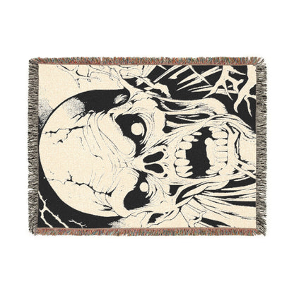 Skull & Roots Woven Blanket — Gothic Skull Throw for Halloween Décor