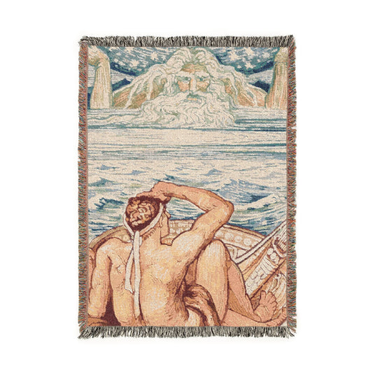 Classic Mythic Woven Blanket — Vintage Nautical Sailor Tapestry Throw