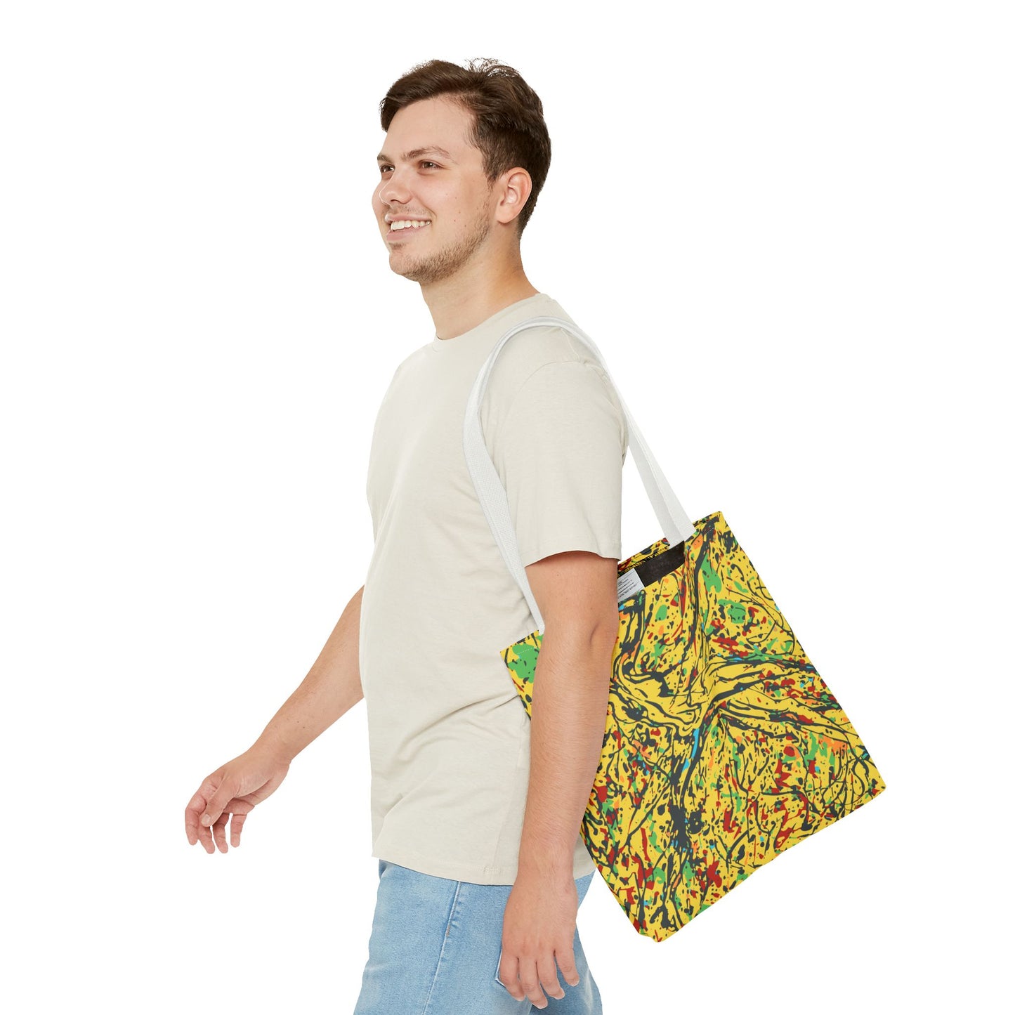 Abstract Yellow Splash Tote Bag — Vibrant Paint-Splatter AOP Tote