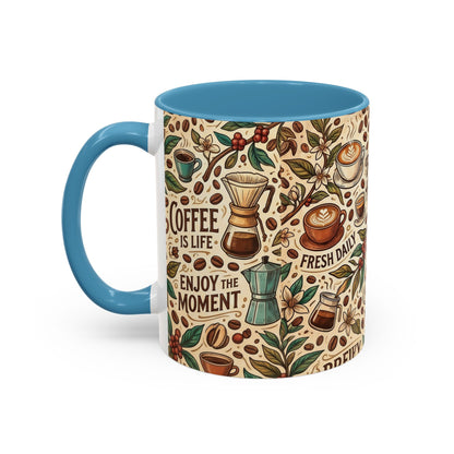 Coffee Mug — "Brew Happy" Ceramic Accent Mug (11/15 oz)