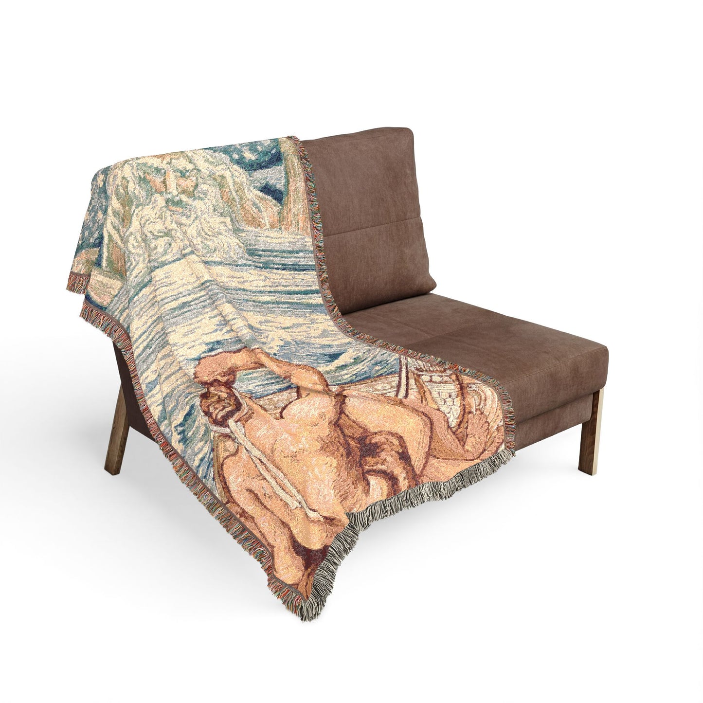 Classic Mythic Woven Blanket — Vintage Nautical Sailor Tapestry Throw