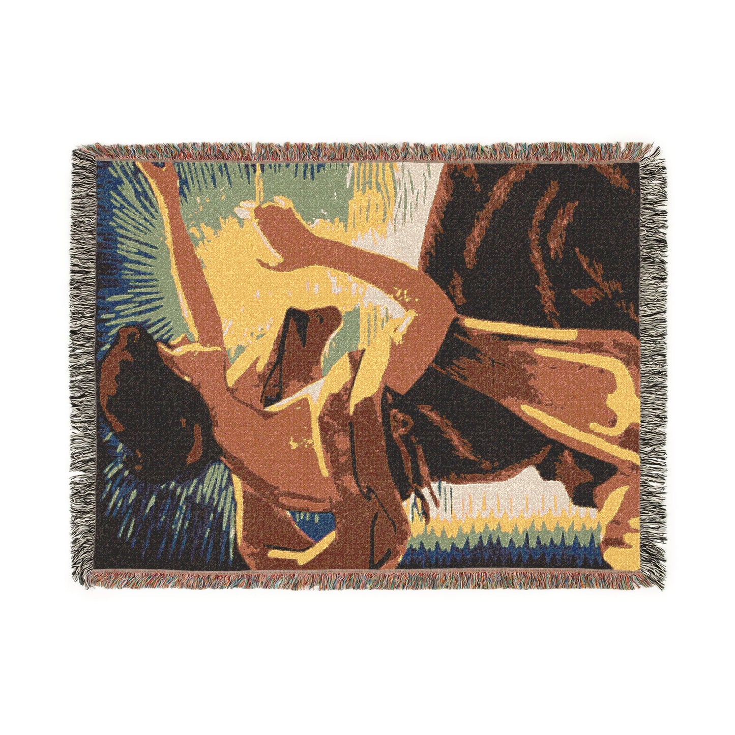Artistic Woven Blanket — Retro Abstract Figure Throw for Home Décor