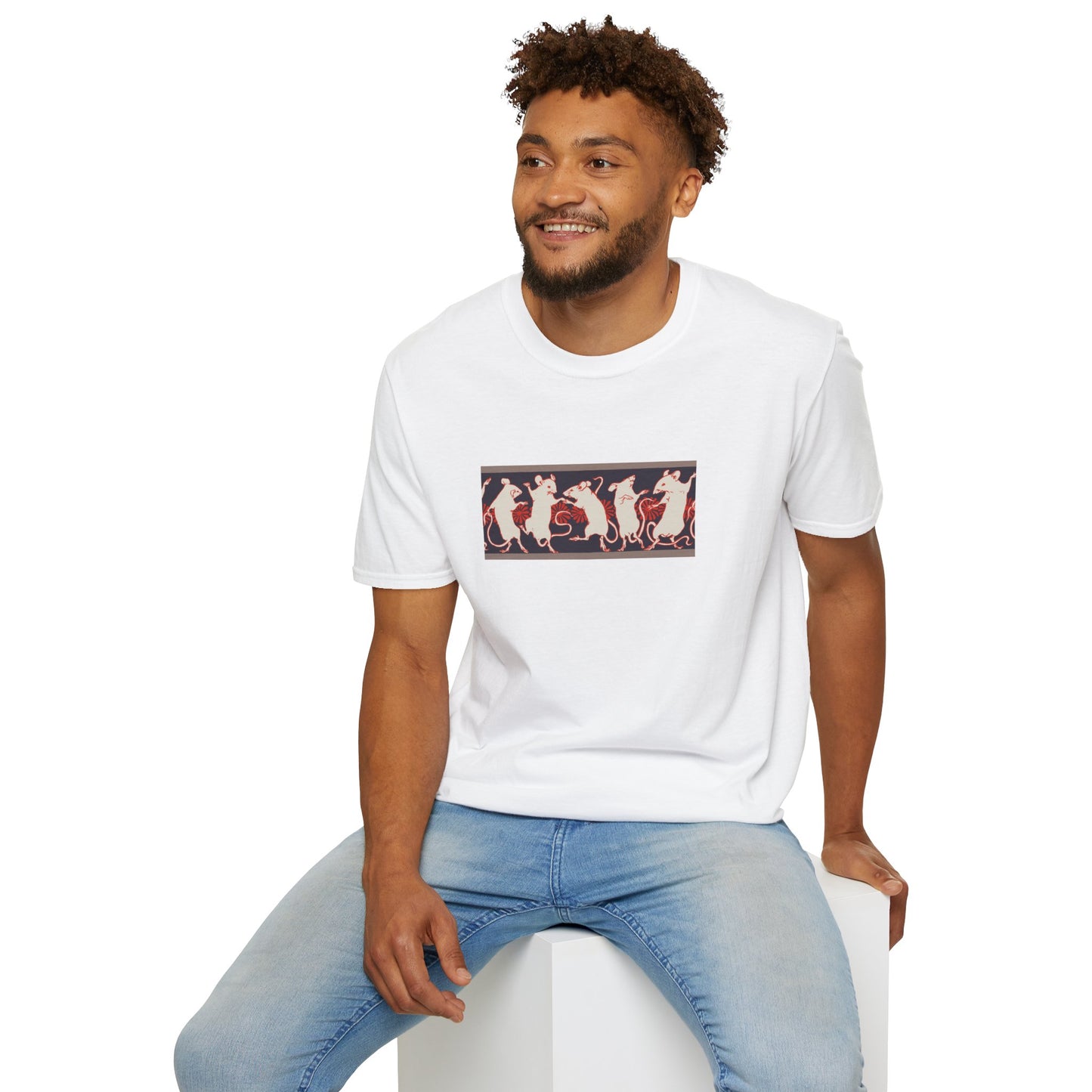 Dancing Rats Graphic T-Shirt — Vintage Folk Art Rodent Design