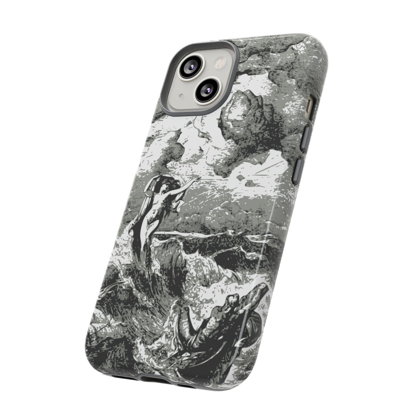 Vintage Ocean Art Phone Case — Mythic Sea Illustration Tough Case
