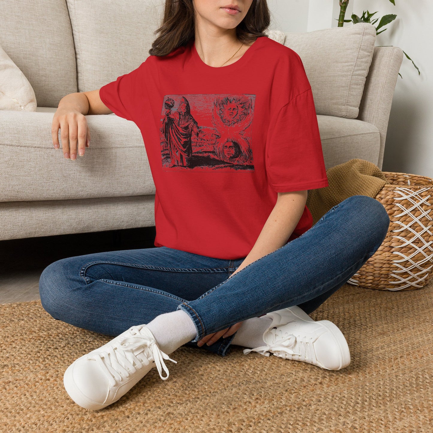 Vintage Alchemy Art Tee — Sun & Moon Esoteric Illustration T-Shirt