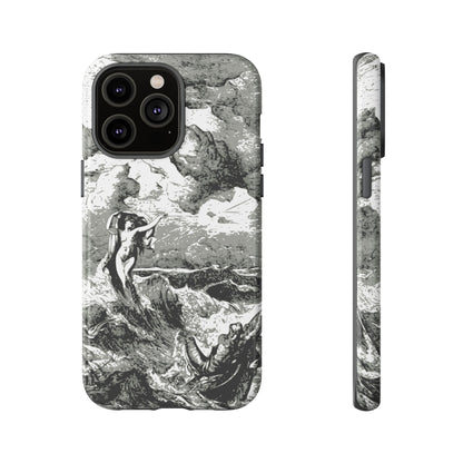 Vintage Ocean Art Phone Case — Mythic Sea Illustration Tough Case
