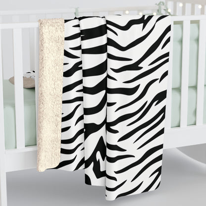 Zebra Print Sherpa Blanket — Cozy Faux Fur Fleece Throw