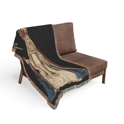 Saint Bishop Woven Blanket – Religious Throw with Cloaked Clergyman Design