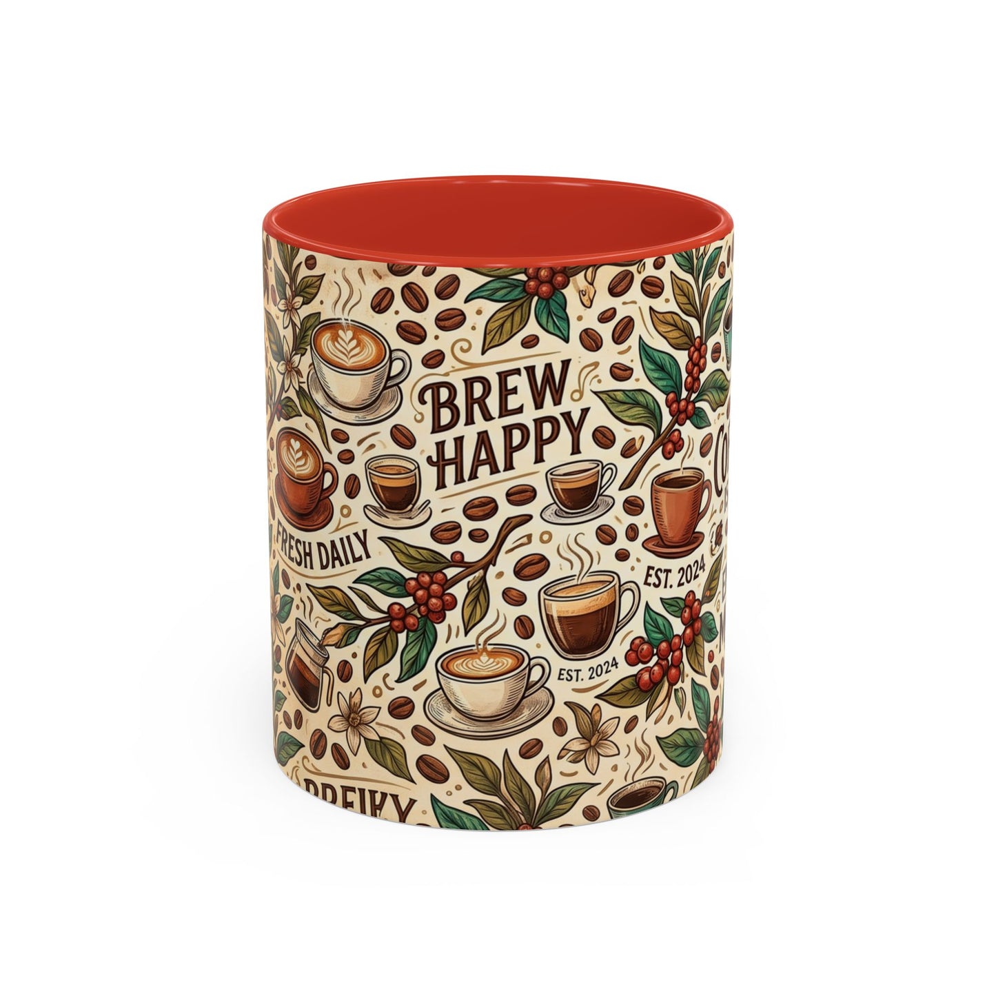 Coffee Mug — "Brew Happy" Ceramic Accent Mug (11/15 oz)