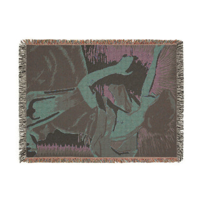 Artistic Woven Blanket — Retro Abstract Figure Throw for Home Décor
