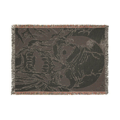 Skull & Roots Woven Blanket — Gothic Skull Throw for Halloween Décor