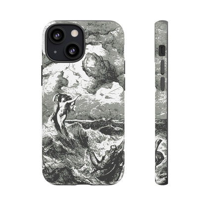 Vintage Ocean Art Phone Case — Mythic Sea Illustration Tough Case