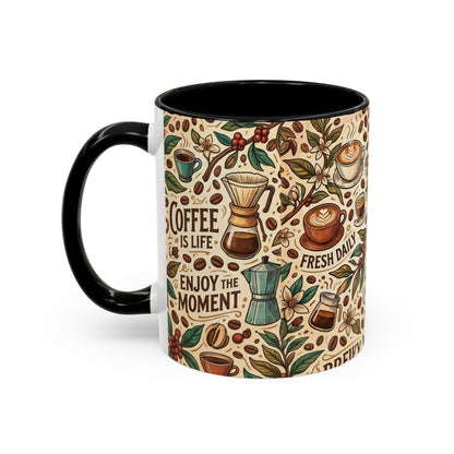 Coffee Mug — "Brew Happy" Ceramic Accent Mug (11/15 oz)