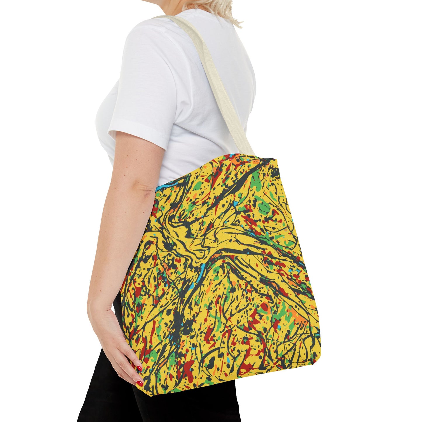 Abstract Yellow Splash Tote Bag — Vibrant Paint-Splatter AOP Tote