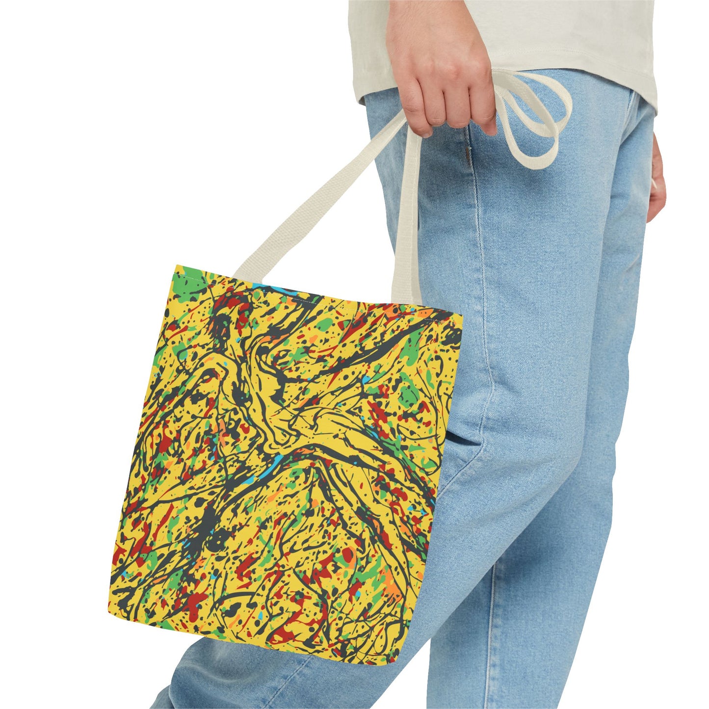 Abstract Yellow Splash Tote Bag — Vibrant Paint-Splatter AOP Tote