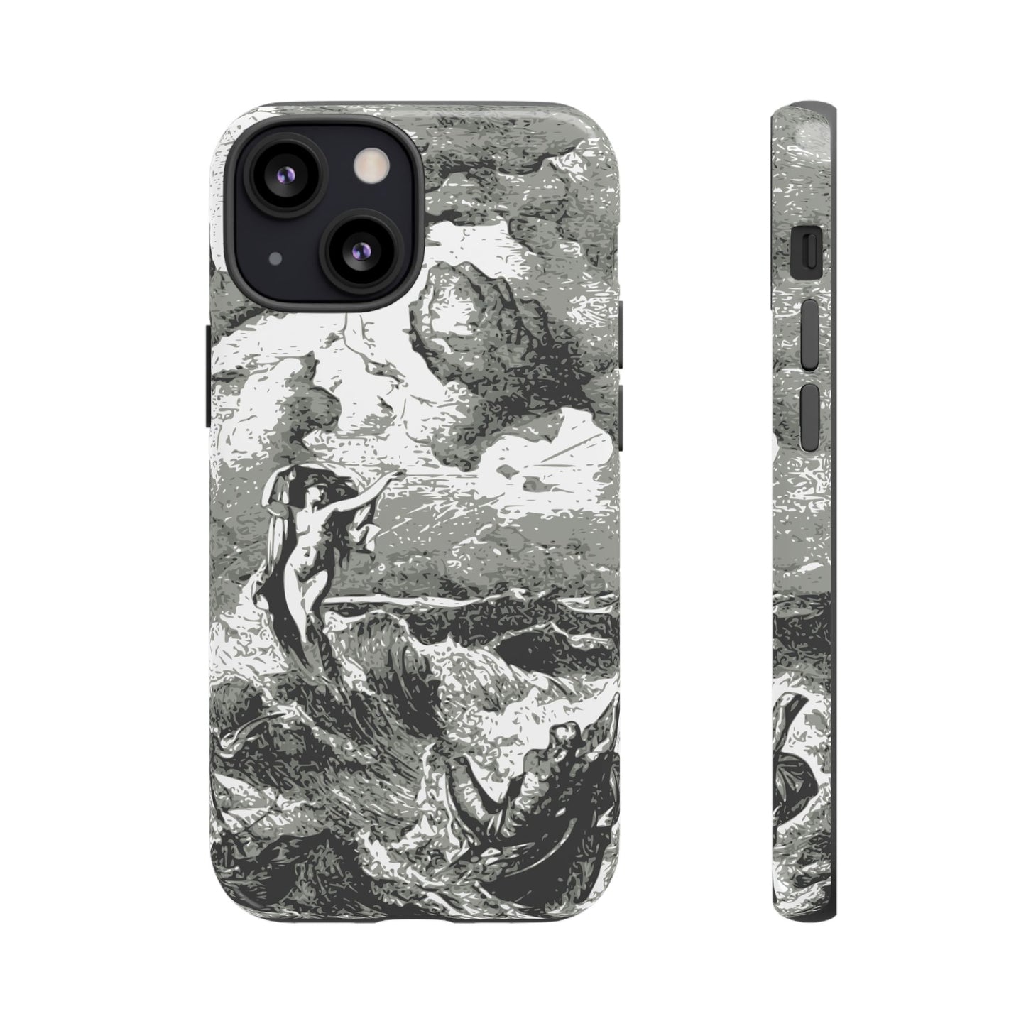 Vintage Ocean Art Phone Case — Mythic Sea Illustration Tough Case