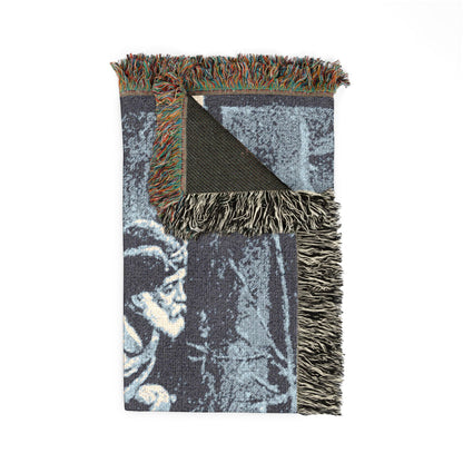 Vintage Ice Skater Woven Blanket — Retro Figure Skating Throw