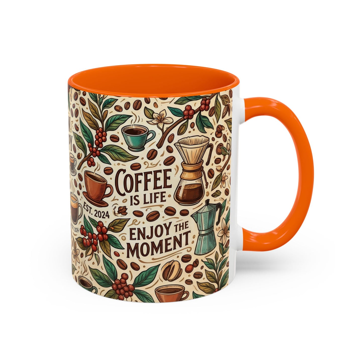 Coffee Mug — "Brew Happy" Ceramic Accent Mug (11/15 oz)