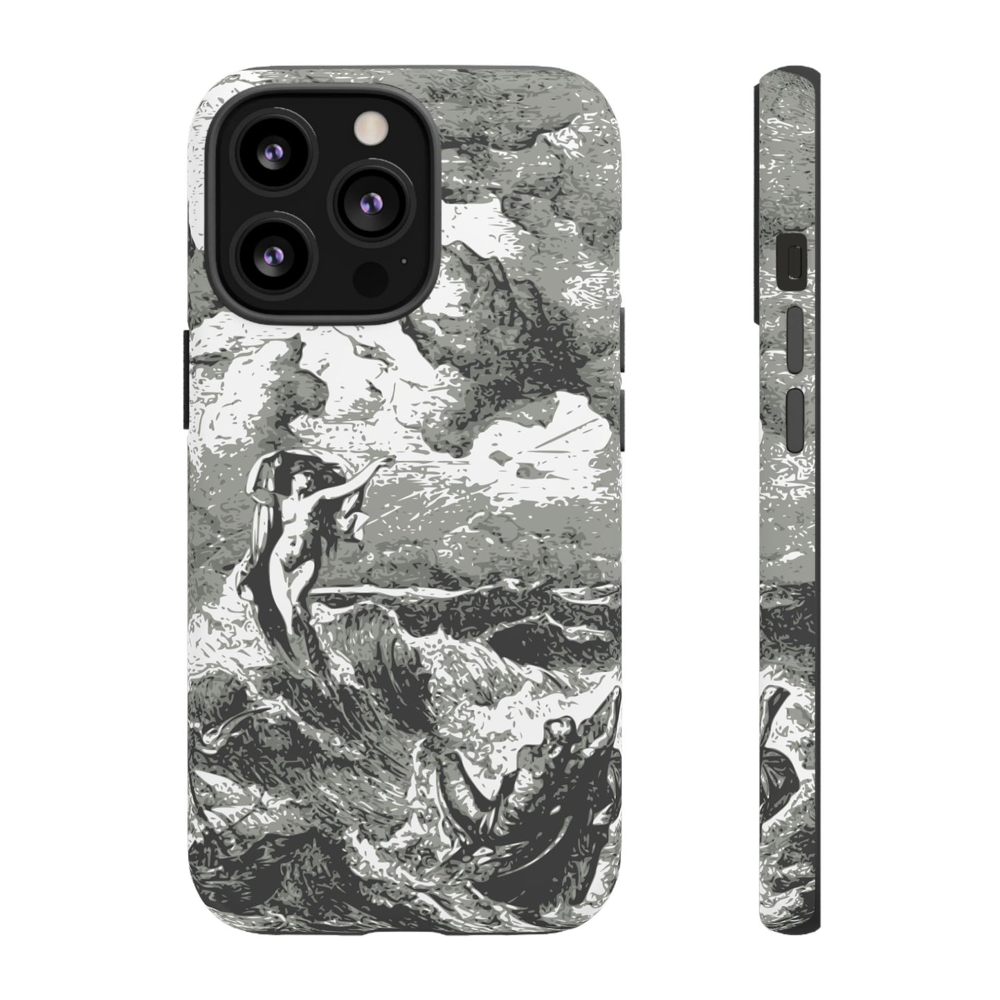 Vintage Ocean Art Phone Case — Mythic Sea Illustration Tough Case