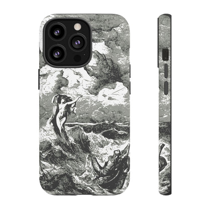 Vintage Ocean Art Phone Case — Mythic Sea Illustration Tough Case