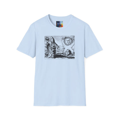 Vintage Alchemy Art Tee — Sun & Moon Esoteric Illustration T-Shirt