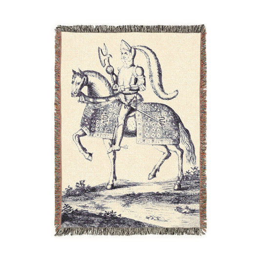 Knight Patterned Woven Blanket – Bohemian Style Cover for Living Room and Children's Room