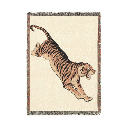 Jumping Tiger Woven Blanket