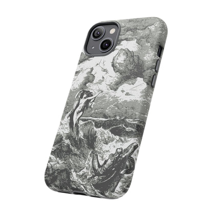 Vintage Ocean Art Phone Case — Mythic Sea Illustration Tough Case