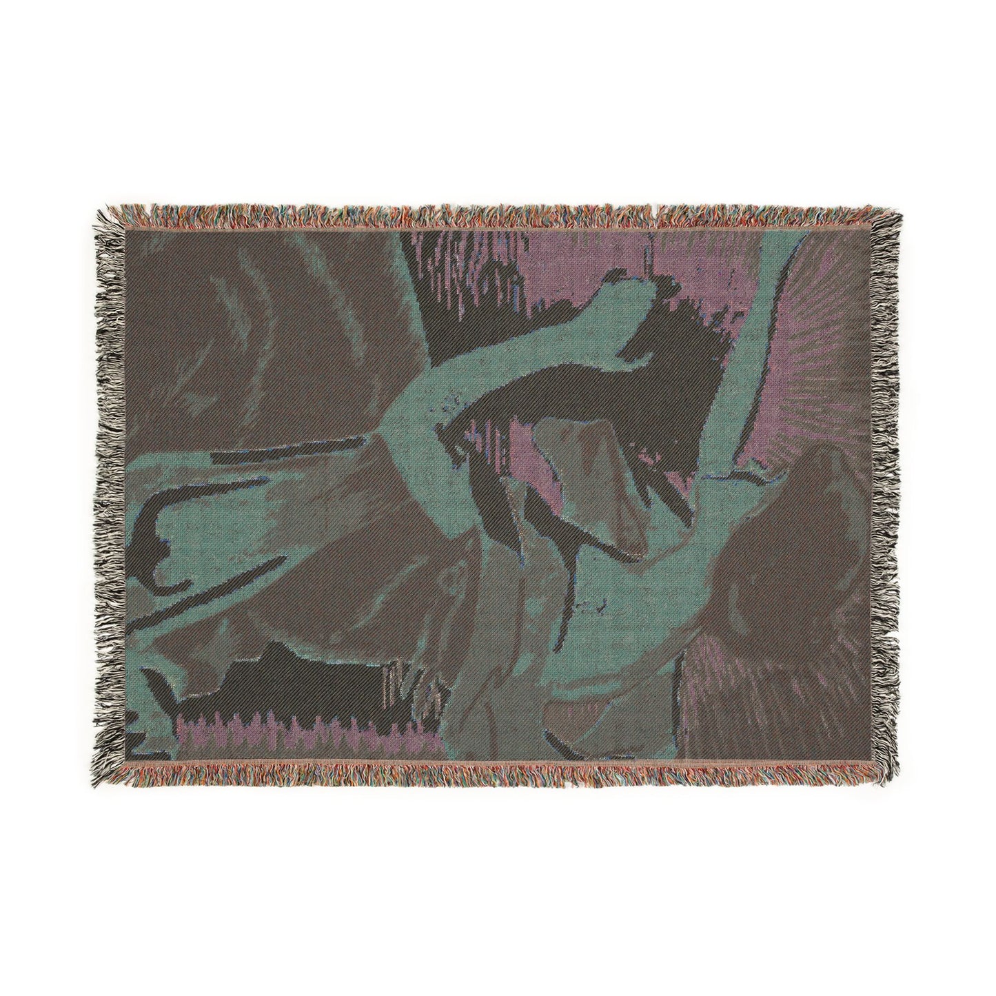 Artistic Woven Blanket — Retro Abstract Figure Throw for Home Décor