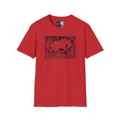 Mystic Forest Unicorn T-Shirt — Hand-Drawn Monochrome Fantasy Tee