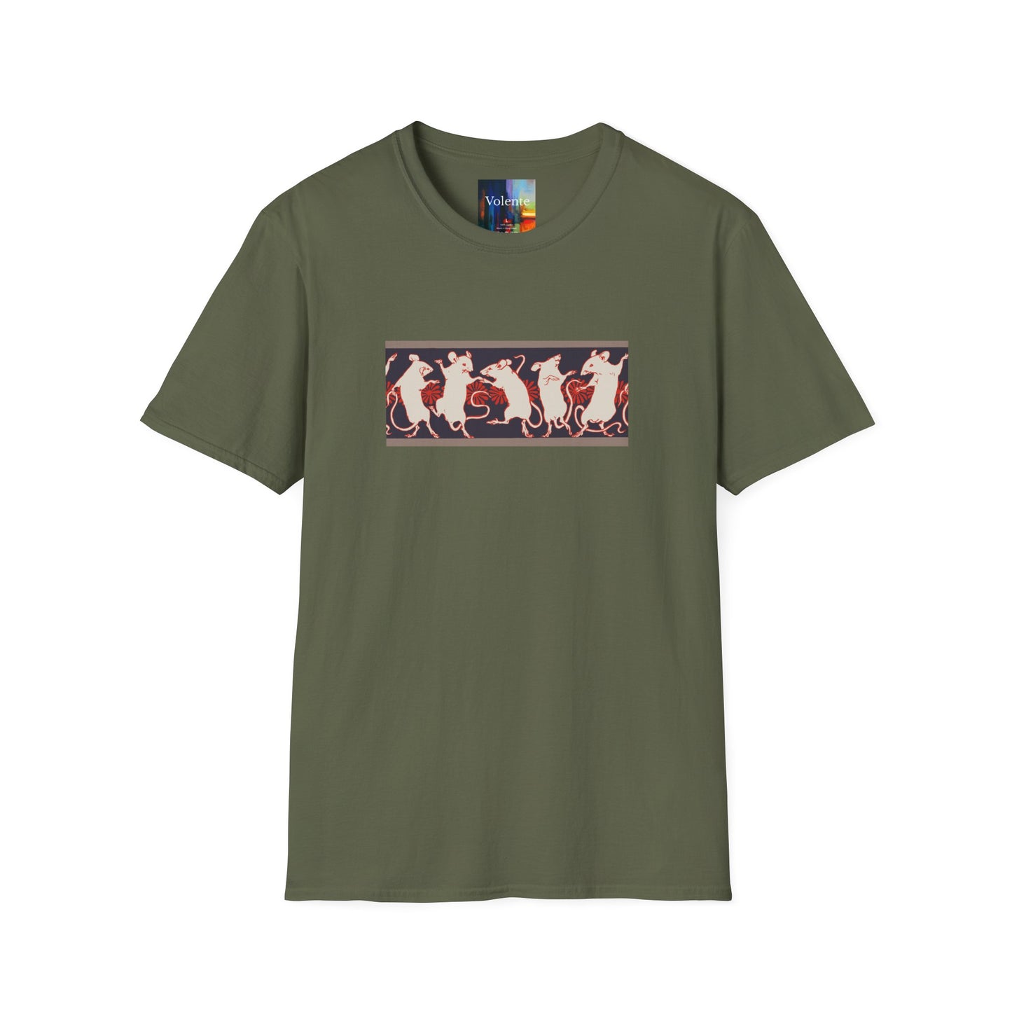 Dancing Rats Graphic T-Shirt — Vintage Folk Art Rodent Design