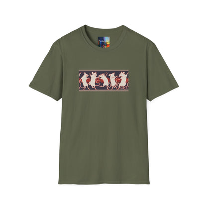 Dancing Rats Graphic T-Shirt — Vintage Folk Art Rodent Design