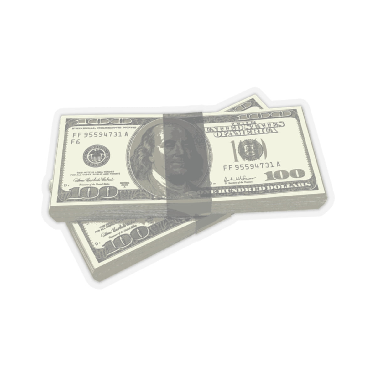 Money Stack Sticker — Realistic 100 Bill Kiss-Cut Decal